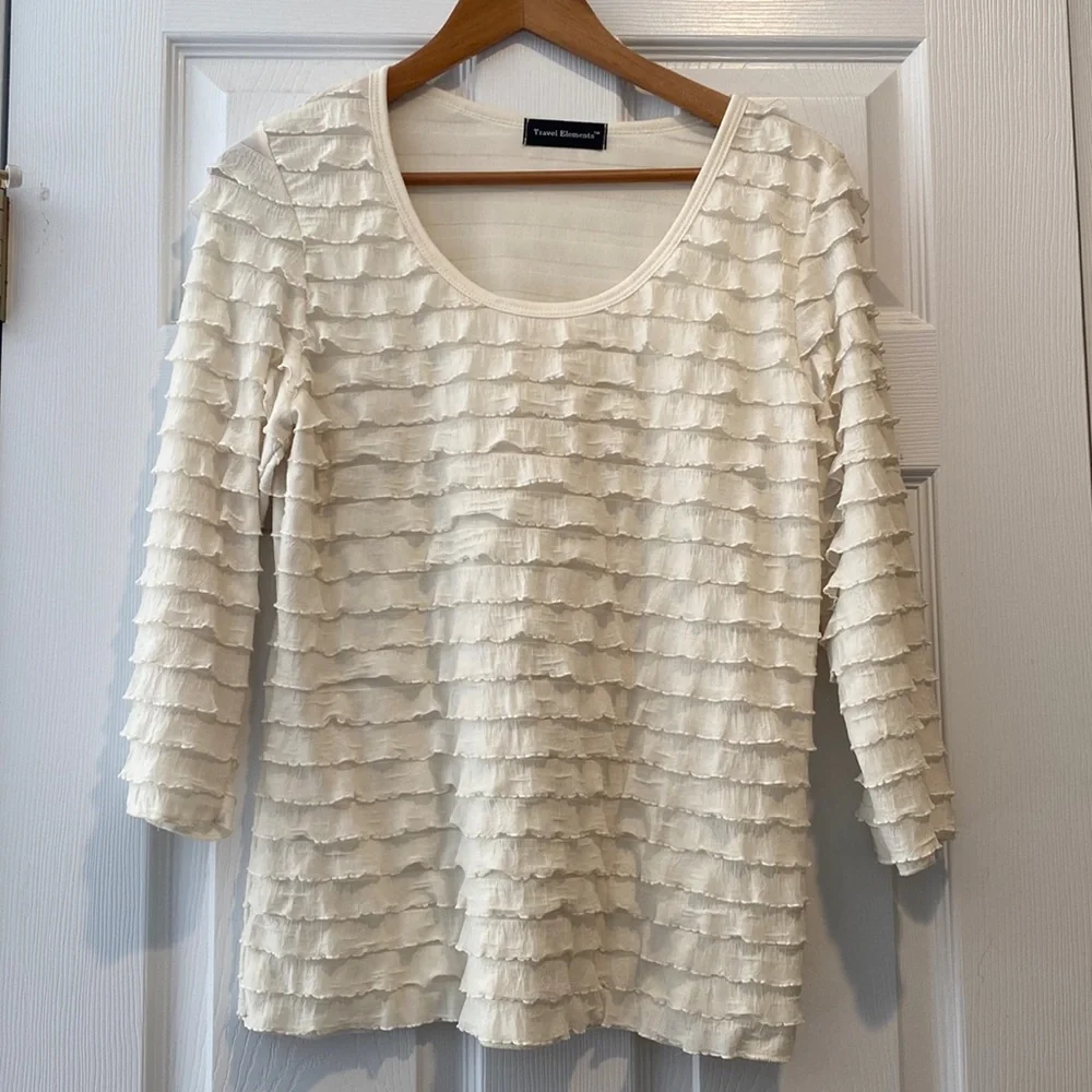 Travel Elements Ruffle Top - Picture 1 of 4